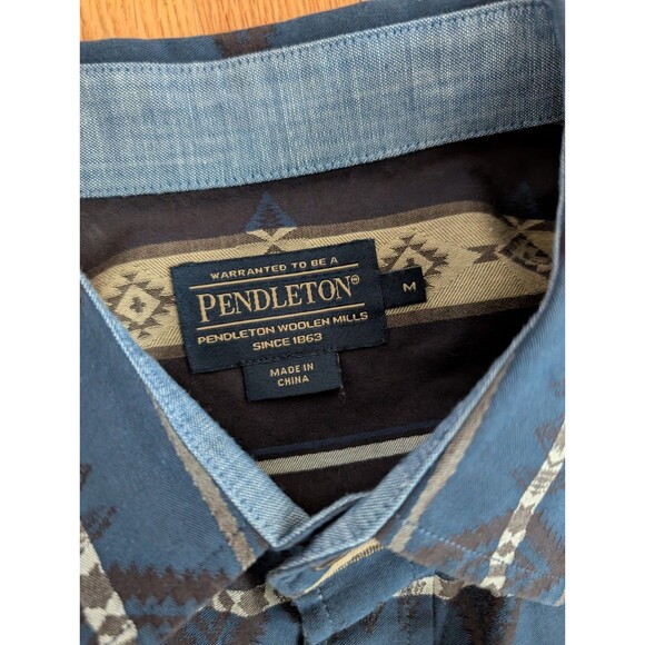 Pendleton Woolen Mills Cotton Long Sleeve Button Down Aztec Print Shirt Men’s M - Picture 5 of 10